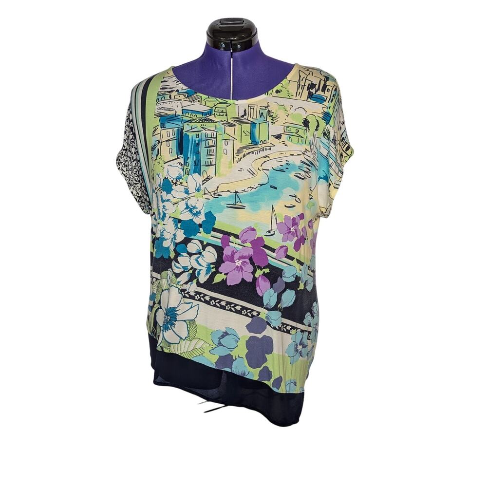 Christopher Banks Asymmetrical Floral Blouse. Size L. Pre-Owned.